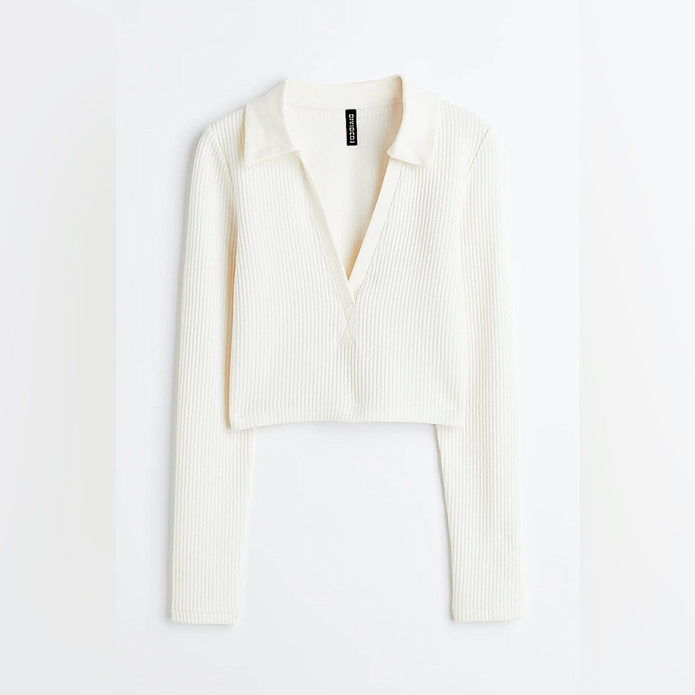 Never worn! H&M cropped top with collar